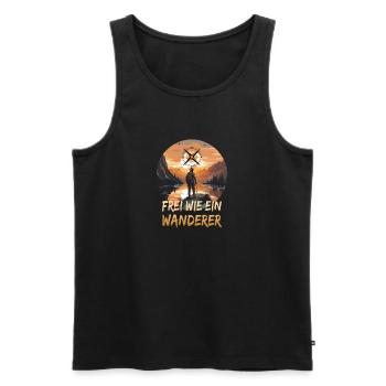 Frei wie ein Wanderer - Männer Premium Bio Tank Top - Schwarz - Vorne - Michal (187cm)