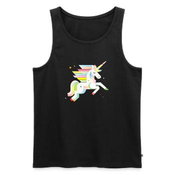Delicate Geometric Unicorn – Dreamy & Magical - Men's Premium Organic Tank Top - black - Front - AI Model Male 178 light (178cm)