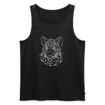 Leopard face illustration in black and white - Men's Premium Organic Tank Top - black - Front - AI Model Male 178 light (178cm)