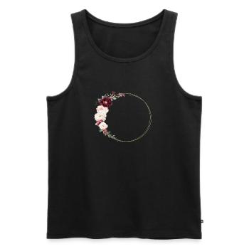 Burgundy, White, Pink, Flower Wreath, Personalizable - Men's Premium Organic Tank Top - black - Front - Michal (187cm)