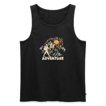 retro wandern Abenteuer vintage trekking Natur - Männer Premium Bio Tank Top - Schwarz - Vorne - Michal (187cm)