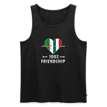 100 % amitié entre l'Algérie et l'Italie - Débardeur bio Premium Homme - noir - Devant - AI Model Male 178 light (178cm)