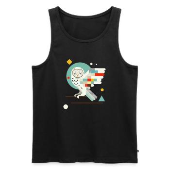 Geometric Owl – Modern Colorful Animal Illustration - Men's Premium Organic Tank Top - black - Front - AI Model Male 178 light (178cm)