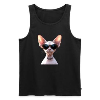 Chat Sphynx Chat Sphynx Chat Canadien Mignon Sphinx - Débardeur bio Premium Homme - noir - Devant - AI Model Male 178 light (178cm)