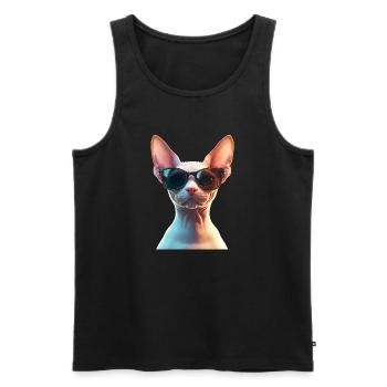 Chat Sphynx Chat Sphynx Chat Canadien Mignon Sphinx - Débardeur bio Premium Homme - noir - Devant - AI Model Male 178 light (178cm)