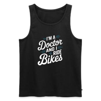 Doctor and Cyclist - Men's Premium Organic Tank Top - black - Front - AI Model Male 178 light (178cm)