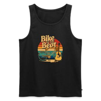 Mit dem Fahrrad zum Beat - Männer Premium Bio Tank Top - Schwarz - Vorne - AI Model Male 178 light (178cm)