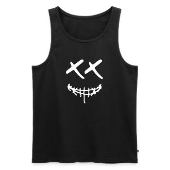 Visage rieur - Sourire - Halloween X - Débardeur bio Premium Homme - noir - Devant - AI Model Male 178 light (178cm)