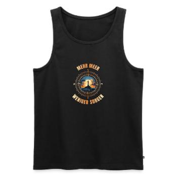 Mehr Meer - Weniger Sorgen - Männer Premium Bio Tank Top - Schwarz - Vorne - Michal (187cm)