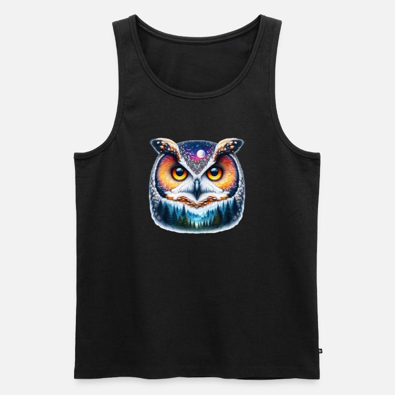 Eule - Männer Premium Bio Tank Top - Schwarz