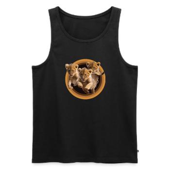 Löwenkinder wollen Spaß - Männer Premium Bio Tank Top - Schwarz - Vorne - AI Model Male 178 light (178cm)
