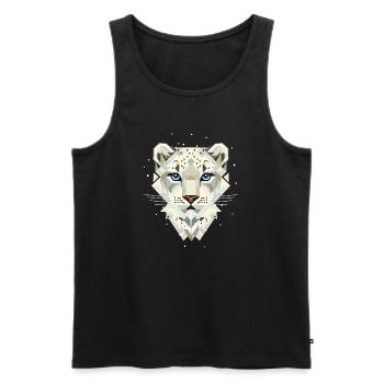 Snow Leopard – Strong Elegance in the Wild - Men's Premium Organic Tank Top - black - Front - AI Model Male 178 light (178cm)