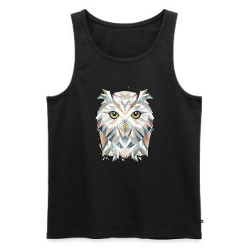 Majestätische Schneeeule - Geometrische Eleganz - Männer Premium Bio Tank Top - Schwarz - Vorne - Michal (187cm)