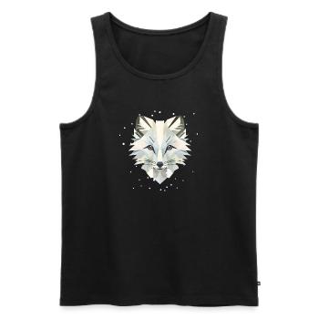 Zauberhaftes Polarfuchs-in geometrischer Eleganz - Männer Premium Bio Tank Top - Schwarz - Vorne - AI Model Male 178 light (178cm)