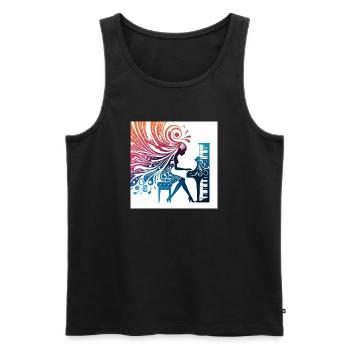 Frau am Klavier – Abstrakte Musikkunst - Männer Premium Bio Tank Top - Schwarz - Vorne - AI Model Male 178 light (178cm)