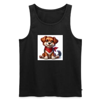 Kuschelhund mit rotem Bandana - Männer Premium Bio Tank Top - Schwarz - Vorne - Michal (187cm)