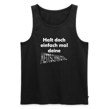 Lustiger Spruch Mund halten - Männer Premium Bio Tank Top - Schwarz - Vorne - Michal (187cm)