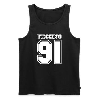 TECHNO 91 - Men's Premium Organic Tank Top - black - Front - Michal (187cm)