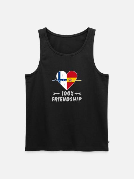 Suomi ja Espanja 100% ystävyys - Miesten premium luomu-tanktoppi - musta