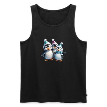 Three adorable penguins - Men's Premium Organic Tank Top - black - Front - AI Model Male 178 light (178cm)