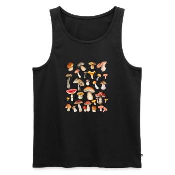 Champignons - T-shirt pour la cueillette de champignons - Débardeur bio Premium Homme - noir - Devant - AI Model Male 178 light (178cm)