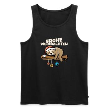 Frohe Weihnachten Faultier comic cartoon Symbol - Männer Premium Bio Tank Top - Schwarz - Vorne - AI Model Male 178 light (178cm)
