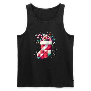 Bas de Noël coloré plein de cadeaux - Débardeur bio Premium Homme - noir - Devant - Michal (187cm)