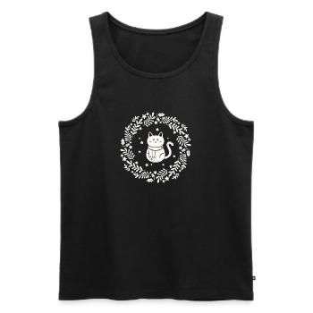 Weihnachtskranz mit süßer Katze - Männer Premium Bio Tank Top - Schwarz - Vorne - AI Model Male 178 light (178cm)