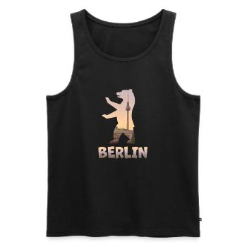 Berlin Bär gefüllt mit Skyline Fernsehturm - Männer Premium Bio Tank Top - Schwarz - Vorne - Michal (187cm)