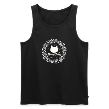 Couronne de Noël avec chat - Merry Catmas - Débardeur bio Premium Homme - noir - Devant - Michal (187cm)