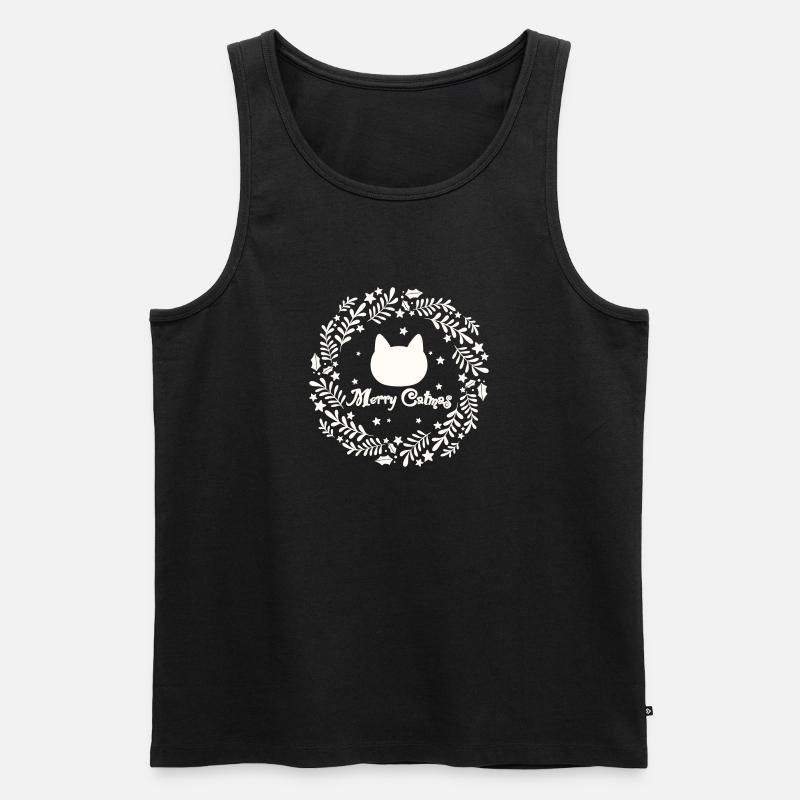 Weihnachtskranz mit Katze - Merry Catmas - Männer Premium Bio Tank Top - Schwarz