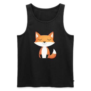 Mignon renard heureux détendu dans le style de dessin animé - Débardeur bio Premium Homme - noir - Devant - AI Model Male 178 light (178cm)