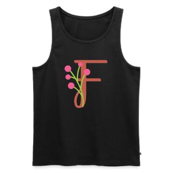 Eleganter Buchstabe 'F' mit Blumen - Männer Premium Bio Tank Top - Schwarz - Vorne - Michal (187cm)
