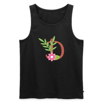 Elegant letter 'D' with flowers - Men's Premium Organic Tank Top - black - Front - AI Model Male 178 light (178cm)