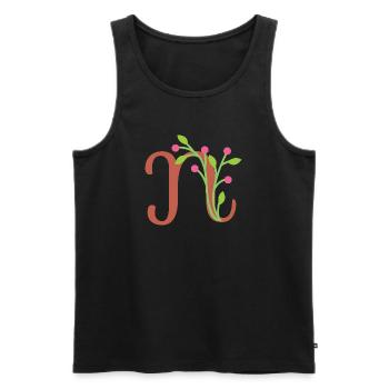 Eleganter Buchstabe 'N' mit Blumen - Männer Premium Bio Tank Top - Schwarz - Vorne - Michal (187cm)