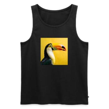 Tukan-Vogel auf tropischen gelben Hintergrundfarben - Männer Premium Bio Tank Top - Schwarz - Vorne - Michal (187cm)