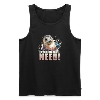Bevor du fragst - Nee!!! - Männer Premium Bio Tank Top - Schwarz - Vorne - Michal (187cm)