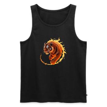 Feuriger Tiger in Bewegung - Männer Premium Bio Tank Top - Schwarz - Vorne - Michal (187cm)