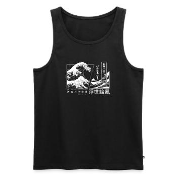 die große Welle vor Kanagawa Japan - Männer Premium Bio Tank Top - Schwarz - Vorne - Michal (187cm)