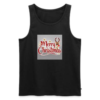 Merry Christmas Reindeer Glitter Script - Men's Premium Organic Tank Top - black - Front - AI Model Male 178 light (178cm)