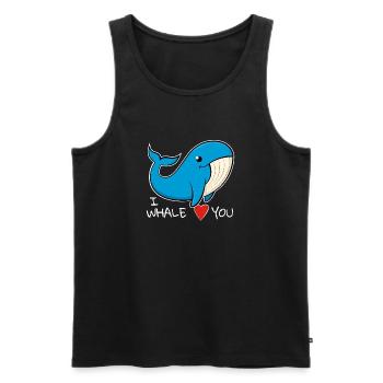 "I whale love you" Funny blue whale. - Men's Premium Organic Tank Top - black - Front - AI Model Male 178 light (178cm)