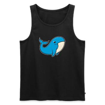 Cheerful image of a blue whale - Men's Premium Organic Tank Top - black - Front - AI Model Male 178 light (178cm)