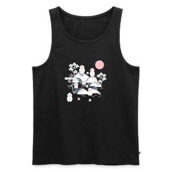Singes effrayants dans une source chaude l blanc rose bleu - Débardeur bio Premium Homme - noir - Devant - AI Model Male 178 light (178cm)