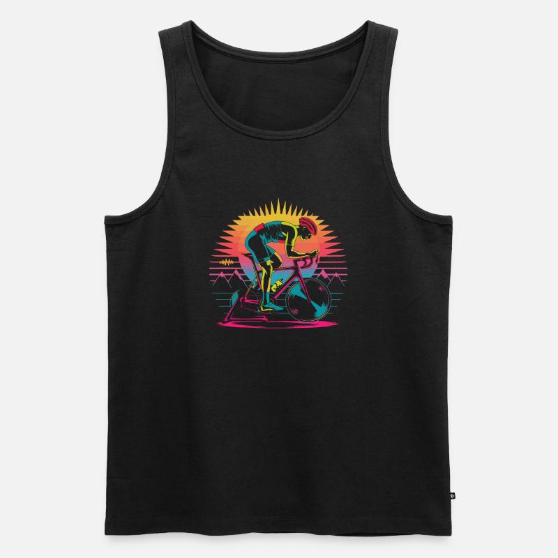 Retro Cyclist Turbo Trainer - Männer Premium Bio Tank Top - Schwarz
