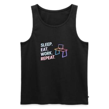 Sleep Eat Work Repeat Neon Design - Men's Premium Organic Tank Top - black - Front - AI Model Male 178 light (178cm)