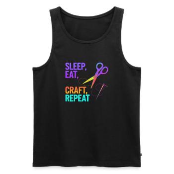 Sleep, Eat, Craft, Repeat - Men's Premium Organic Tank Top - black - Front - AI Model Male 178 light (178cm)