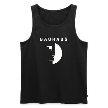 100 ans de l'école de design Bauhaus - Logo du Bau - Débardeur bio Premium Homme - noir - Devant - Michal (187cm)
