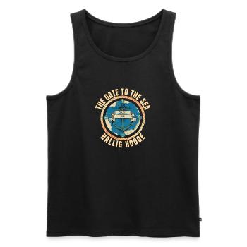 The Gate to the Sea - Hallig Hooge - Männer Premium Bio Tank Top - Schwarz - Vorne - Michal (187cm)
