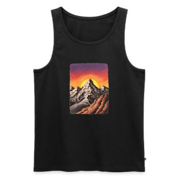 Mountain Sunset - Men's Premium Organic Tank Top - black - Front - AI Model Male 178 light (178cm)