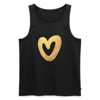 Yoga Coeur Amour Or Noël Symbole Amour Luxe - Débardeur bio Premium Homme - noir - Devant - Michal (187cm)